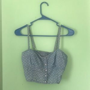 Button up polka dot crop top